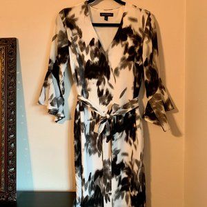 Banana Republic Black & White Digital Print, Flare Sleeve Dress
